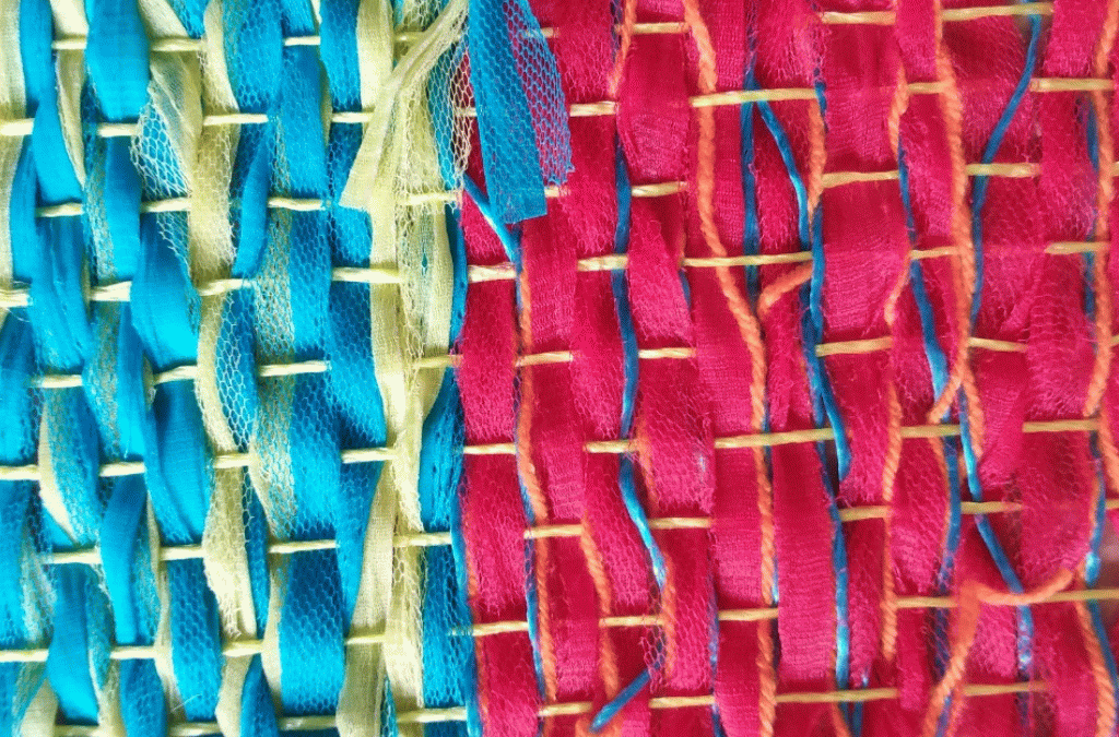 Weaving- sensory play through colour and texture